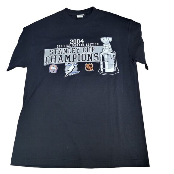 2004 Lee Sport Tampa Bay Lightning Stanley Cup Champions Shirt SZ L Parade Ed - Picture 1 of 10